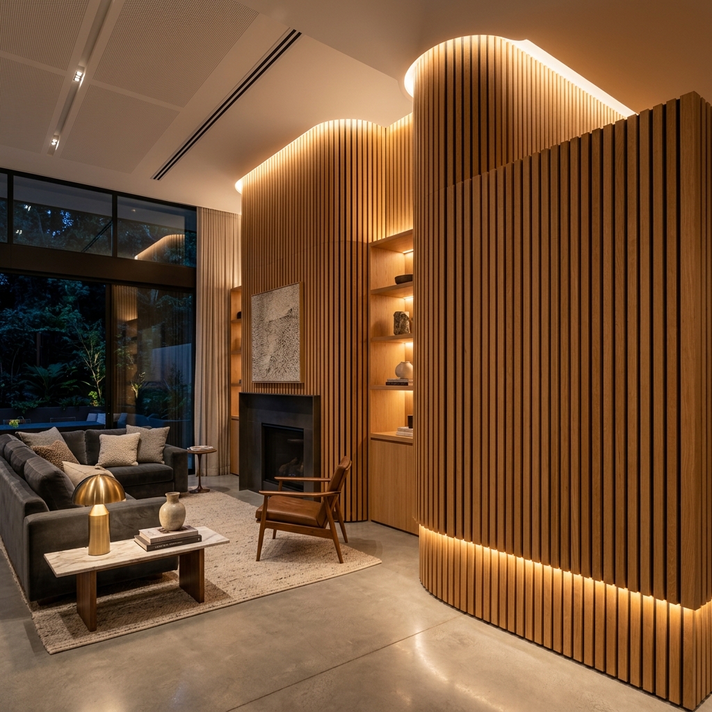 Premium wood paneling and acoustic wood slats